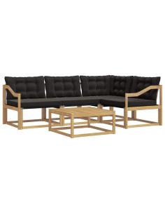 Set di divani da esterno 5 pcs Bianco e Nero 79 x 79 x 37 cm 2
