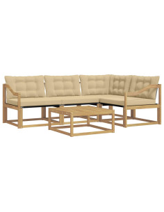 Set di divani da esterno 5 pcs Bianco e Beige 79 x 79 x 37 cm 2