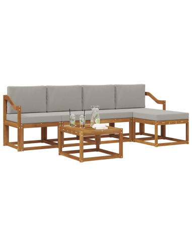 Set di divani da esterno 6 pcs Grigio Naturale e Chiaro