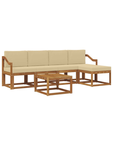Set di divani da esterno con cuscino 6 pcs Naturale e Beige