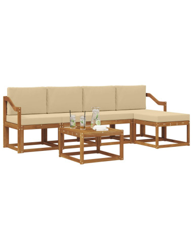 Set di divani da esterno con cuscino 6 pcs Naturale e Beige