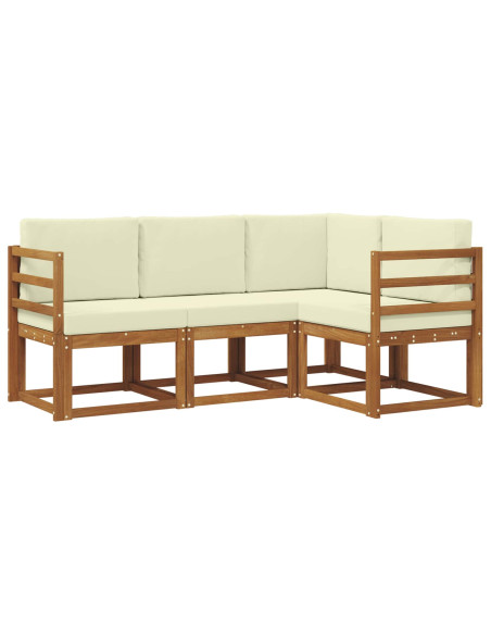 Set di divani da esterno con cuscino 4 pcs Naturale e Crema