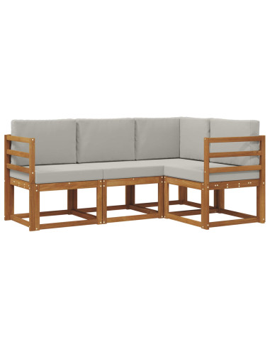 Set di divani da esterno 4 pcs Grigio Naturale e Chiaro