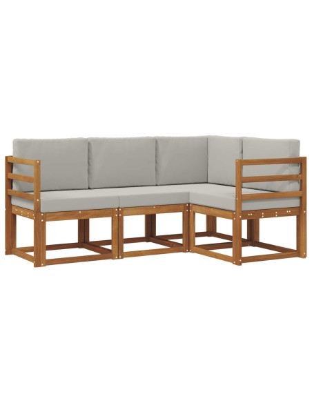 Set di divani da esterno 4 pcs Grigio Naturale e Chiaro