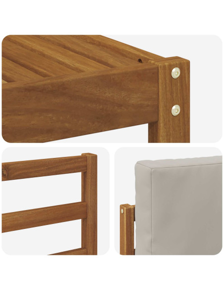 Set di divani da esterno 4 pcs Grigio Naturale e Chiaro