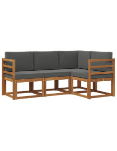 Set di divani da esterno con cuscino 4 pcs Naturale e Antracite 2