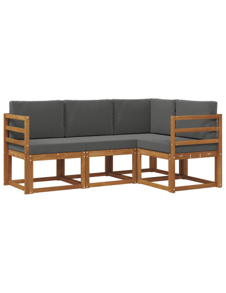 Set di divani da esterno con cuscino 4 pcs Naturale e Antracite