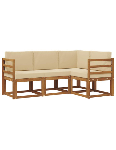 Set di divani da esterno con cuscino 4 pcs Naturale e Beige
