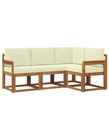 Set di divani da esterno con cuscino 4 pcs Naturale e Crema