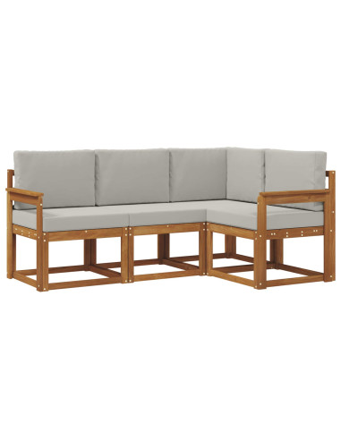 Set di divani da esterno 4 pcs Grigio Naturale e Chiaro