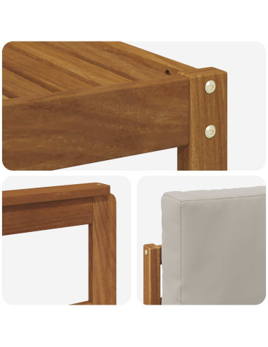 Set di divani da esterno 4 pcs Grigio Naturale e Chiaro