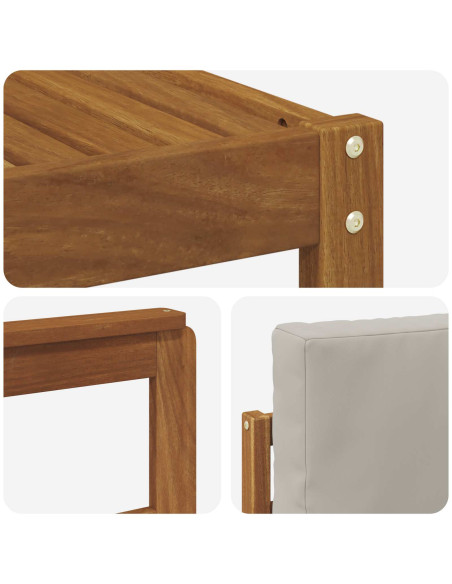 Set di divani da esterno 4 pcs Grigio Naturale e Chiaro