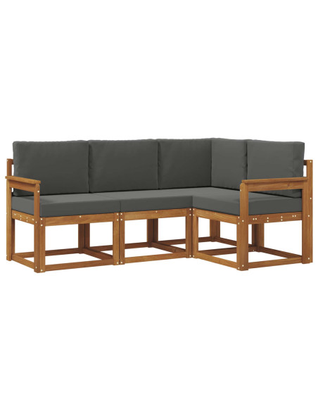 Set di divani da esterno con cuscino 4 pcs Naturale e Antracite