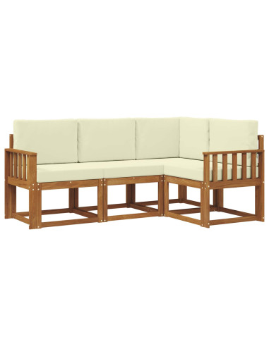 Set di divani da esterno con cuscino 4 pcs Naturale e Crema