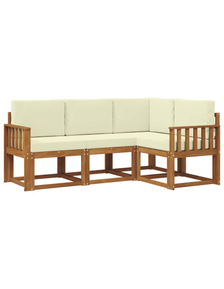 Set di divani da esterno con cuscino 4 pcs Naturale e Crema