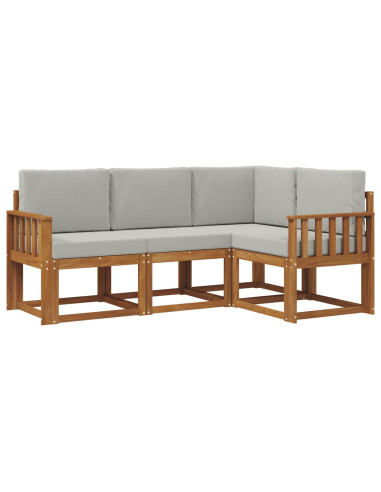 Set di divani da esterno 4 pcs Grigio Naturale e Chiaro