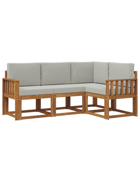 Set di divani da esterno 4 pcs Grigio Naturale e Chiaro