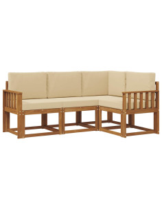 Set di divani da esterno con cuscino 4 pcs Naturale e Beige 2