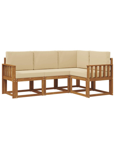 Set di divani da esterno con cuscino 4 pcs Naturale e Beige