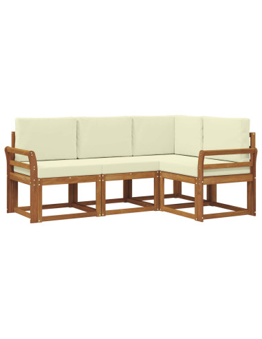 Set di divani da esterno con cuscino 4 pcs Naturale e Crema
