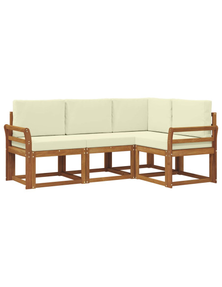 Set di divani da esterno con cuscino 4 pcs Naturale e Crema