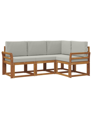 Set di divani da esterno 4 pcs Grigio Naturale e Chiaro