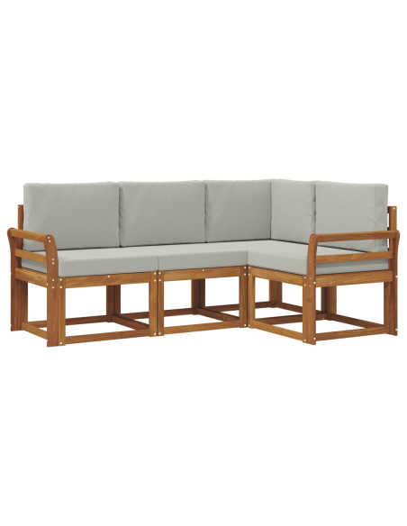 Set di divani da esterno 4 pcs Grigio Naturale e Chiaro