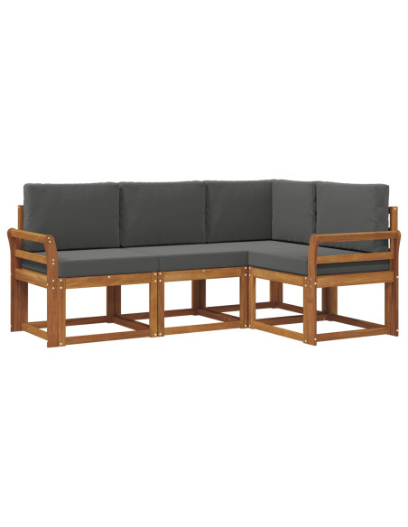 Set di divani da esterno con cuscino 4 pcs Naturale e Antracite