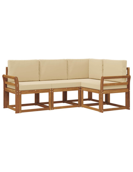 Set di divani da esterno con cuscino 4 pcs Naturale e Beige