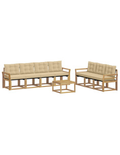 Set di divani da esterno con cuscino 8 pcs Bianco e Beige 2