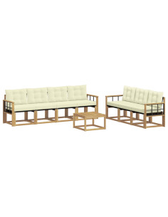 Set di divani da esterno con cuscino 8 pcs Bianco e Crema 2