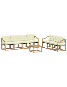 Set di divani da esterno con cuscino 8 pcs Bianco e Crema 2