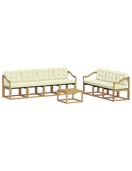 Set di divani da esterno con cuscino 8 pcs Bianco e Crema