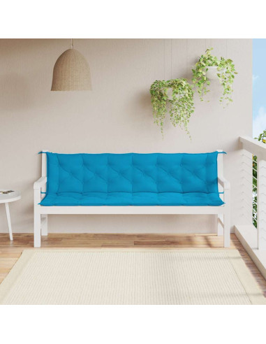 Cuscini per Panca 2 pz Azzurri 200x50x7 cm in Tessuto Oxford
