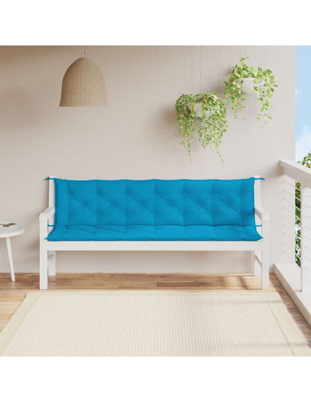 Cuscini per Panca 2 pz Azzurri 200x50x7 cm in Tessuto Oxford