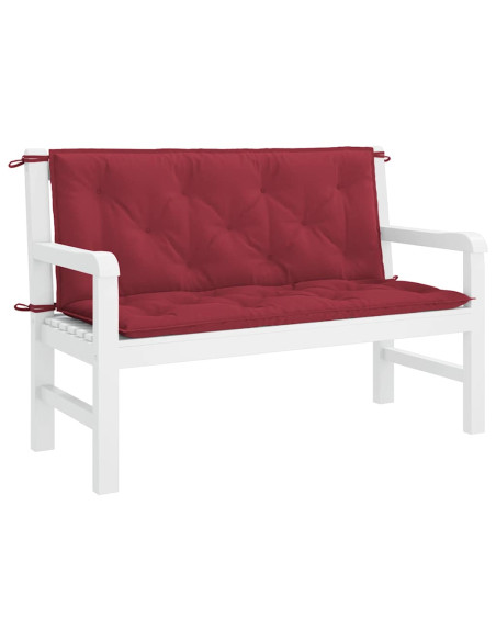 Cuscini per Panca 2 pz Rosso Vino 120x50x7 cm in Tessuto Oxford