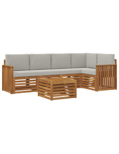 Set divani con cuscino 6 pcs Grigio Naturale e Chiaro 2