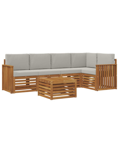 Set divani con cuscino 6 pcs Grigio Naturale e Chiaro