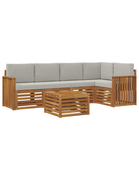 Set divani con cuscino 6 pcs Grigio Naturale e Chiaro