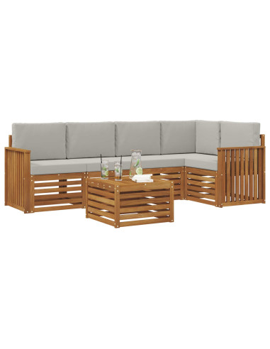 Set divani con cuscino 6 pcs Grigio Naturale e Chiaro