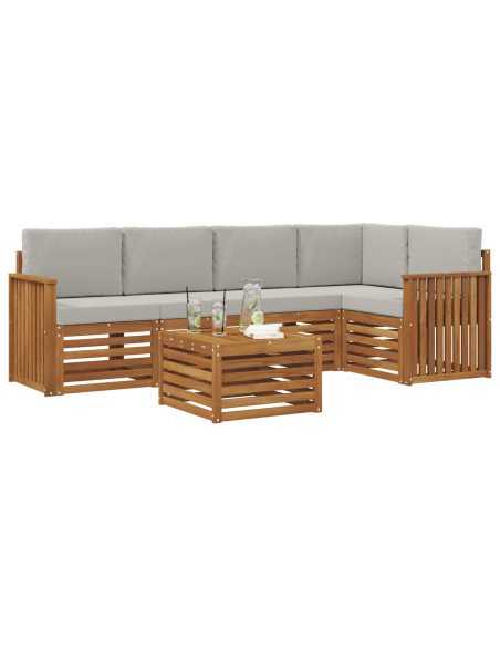 Set divani con cuscino 6 pcs Grigio Naturale e Chiaro