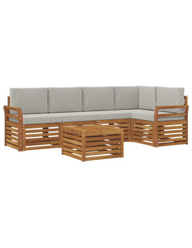 Set divani con cuscino 6 pcs Grigio Naturale e Chiaro
