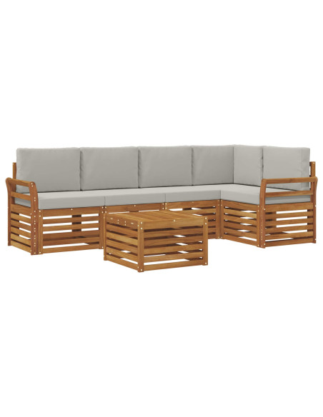 Set divani con cuscino 6 pcs Grigio Naturale e Chiaro