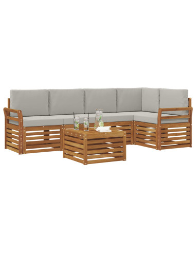 Set divani con cuscino 6 pcs Grigio Naturale e Chiaro