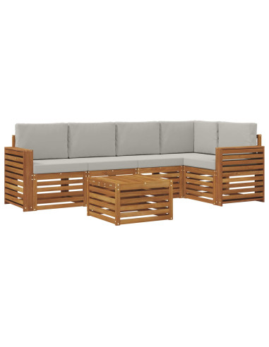 Set divani con cuscino 6 pcs Grigio Naturale e Chiaro