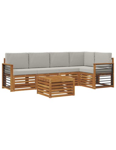 Set divani con cuscino 6 pcs Grigio Naturale e Chiaro