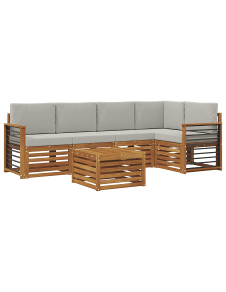Set divani con cuscino 6 pcs Grigio Naturale e Chiaro