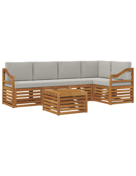 Set divani con cuscino 6 pcs Grigio Naturale e Chiaro