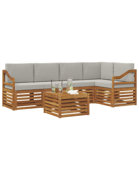 Set divani con cuscino 6 pcs Grigio Naturale e Chiaro