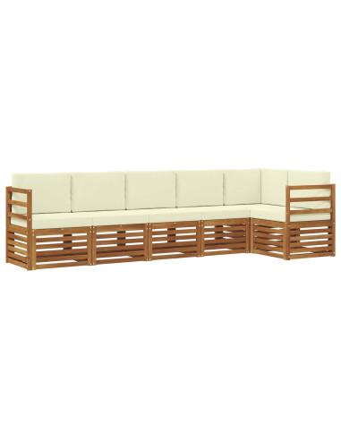 Set divani 6 pcs Naturale e Crema Legno di Acacia Massello